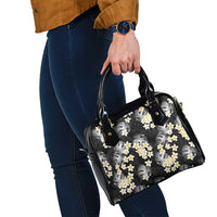 Black Tropical Hawaii Shoulder Handbag Seamless Monstera Plumeria Hawaiian Pattern LT14 - Polynesian Pride