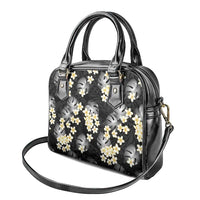 Black Tropical Hawaii Shoulder Handbag Seamless Monstera Plumeria Hawaiian Pattern LT14 - Polynesian Pride