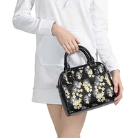 Black Tropical Hawaii Shoulder Handbag Seamless Monstera Plumeria Hawaiian Pattern LT14 - Polynesian Pride