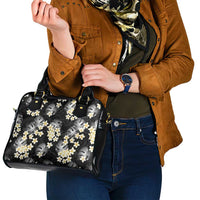 Black Tropical Hawaii Shoulder Handbag Seamless Monstera Plumeria Hawaiian Pattern LT14 - Polynesian Pride