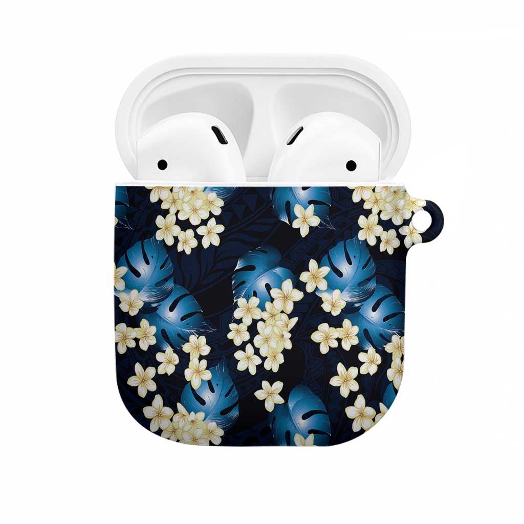 Blue Tropical Hawaii AirPods Case Seamless Monstera Plumeria Hawaiian Pattern - Polynesian Pride