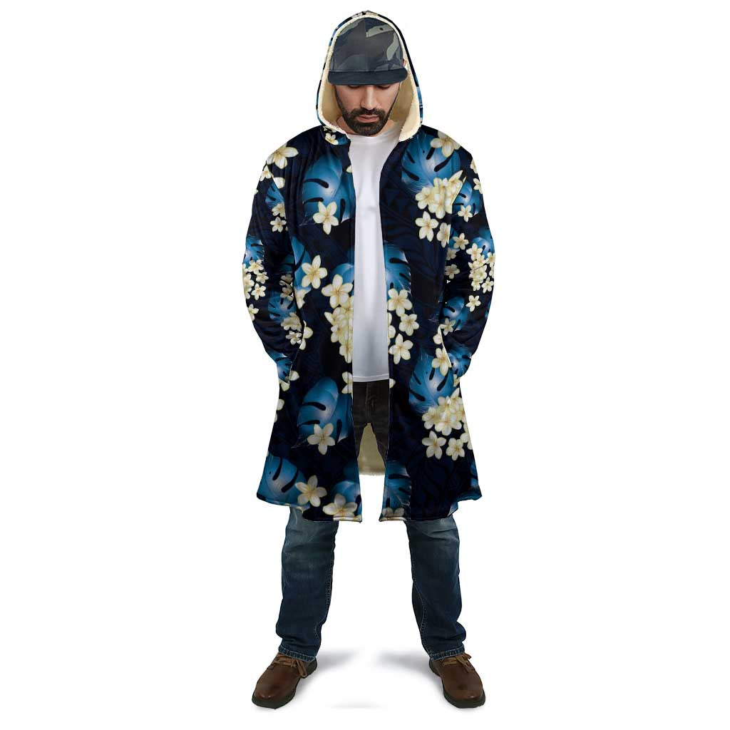 Blue Tropical Hawaii Cloak Seamless Monstera Plumeria Hawaiian Pattern - Polynesian Pride