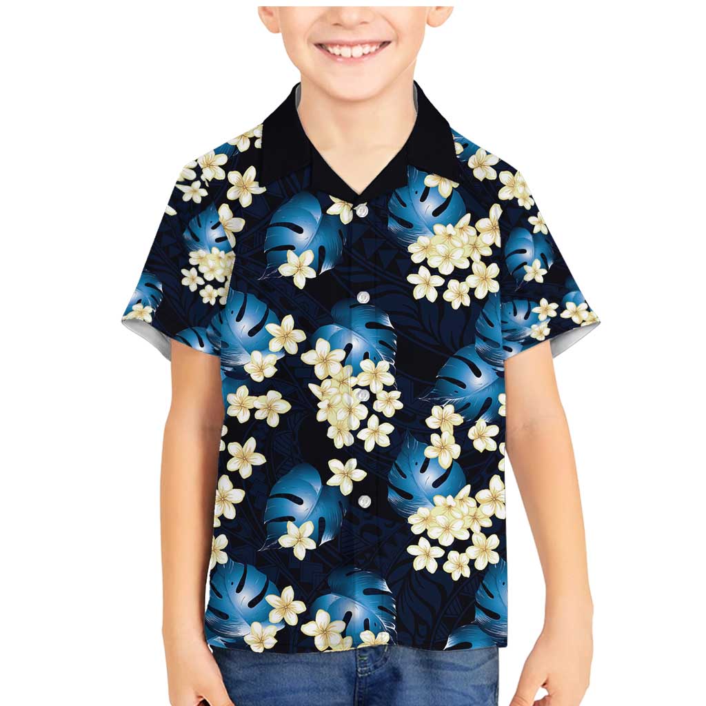 Blue Tropical Hawaii Family Matching Mermaid Dress and Hawaiian Shirt Seamless Monstera Plumeria Hawaiian Pattern - Polynesian Pride