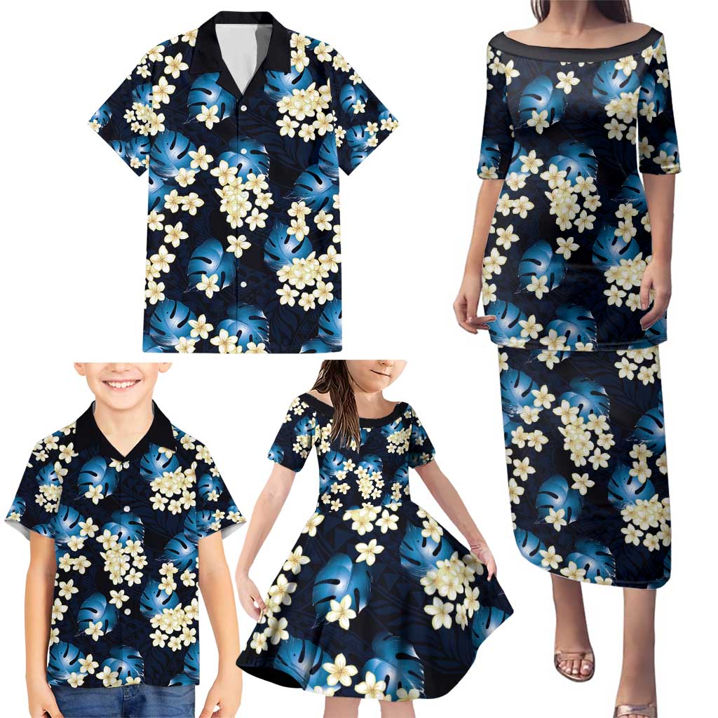 Blue Tropical Hawaii Family Matching Puletasi and Hawaiian Shirt Seamless Monstera Plumeria Hawaiian Pattern LT14 - Polynesian Pride