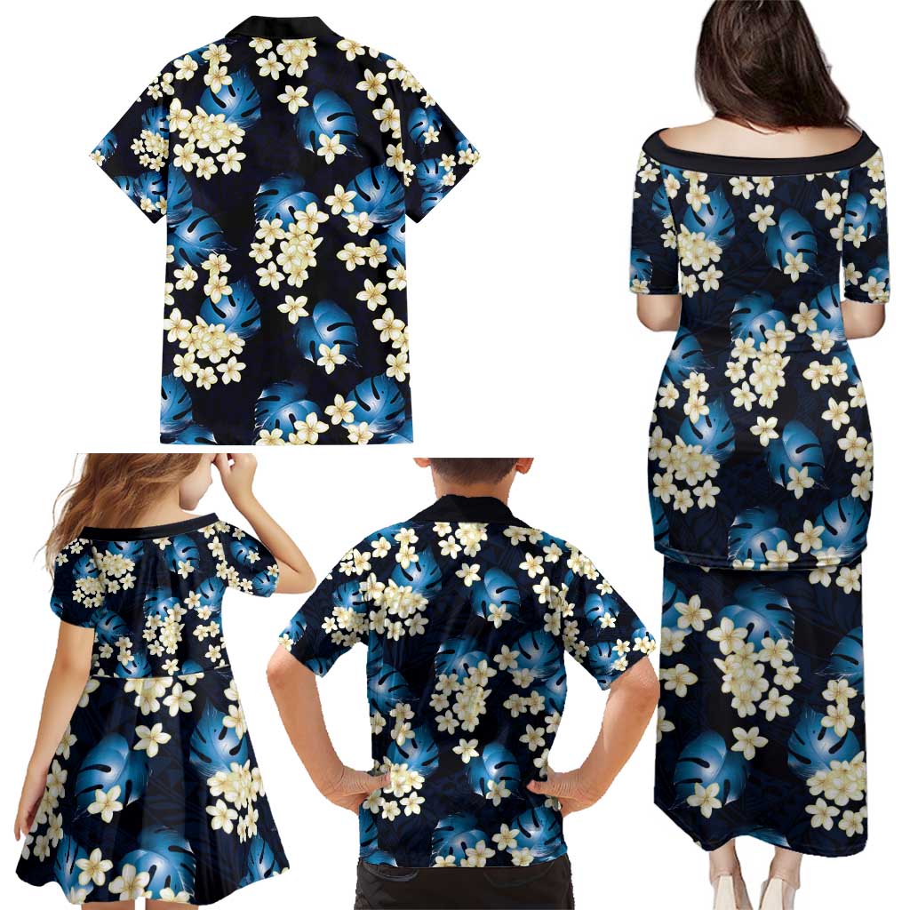 Blue Tropical Hawaii Family Matching Puletasi and Hawaiian Shirt Seamless Monstera Plumeria Hawaiian Pattern LT14 - Polynesian Pride