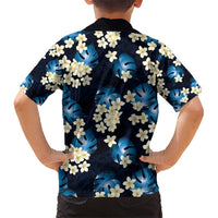 Blue Tropical Hawaii Kid Hawaiian Shirt Seamless Monstera Plumeria Hawaiian Pattern - Polynesian Pride