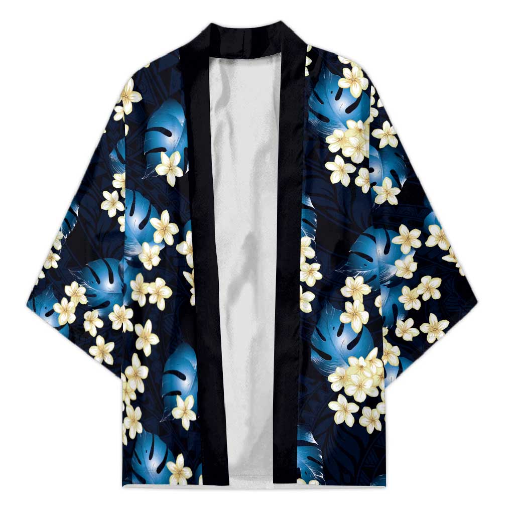 Blue Tropical Hawaii Kimono Seamless Monstera Plumeria Hawaiian Pattern LT14 Unisex Blue - Polynesian Pride
