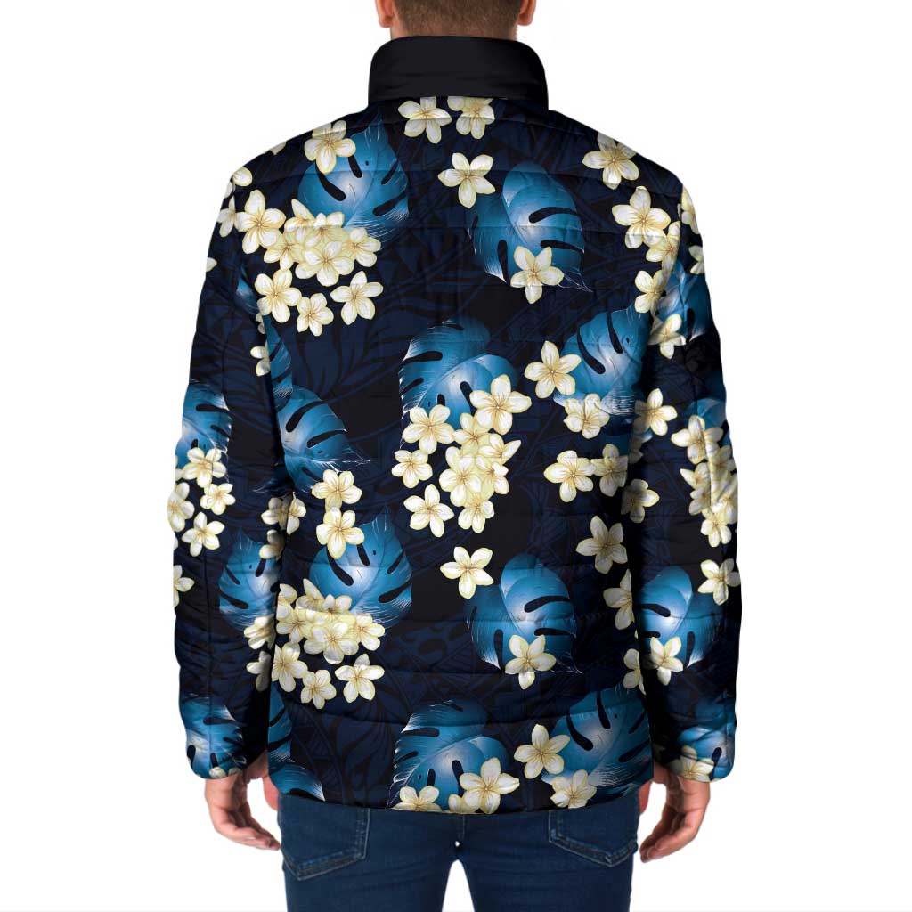 Blue Tropical Hawaii Padded Jacket Seamless Monstera Plumeria Hawaiian Pattern LT14 - Polynesian Pride
