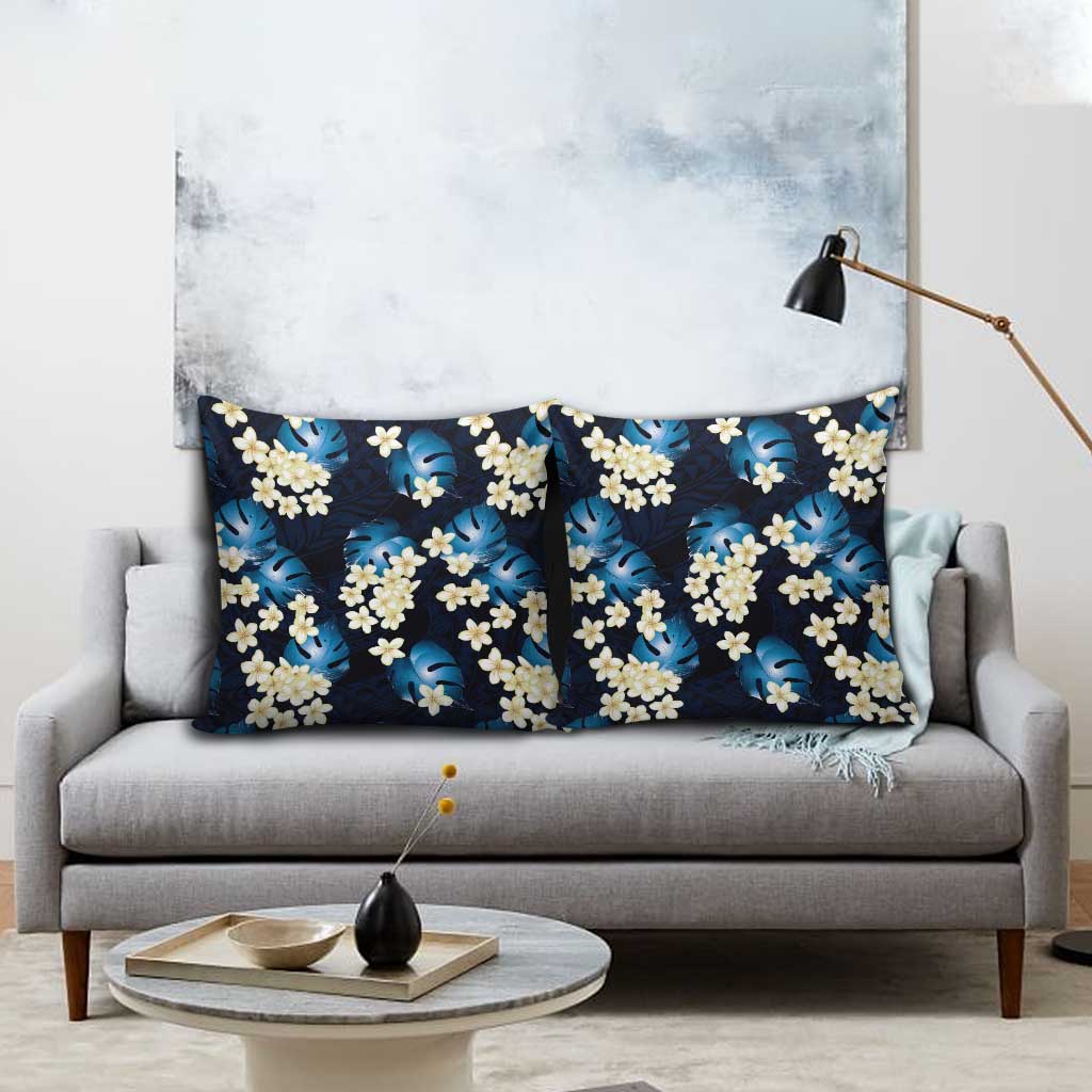 Blue Tropical Hawaii Pillow Cover Seamless Monstera Plumeria Hawaiian Pattern LT14 - Polynesian Pride