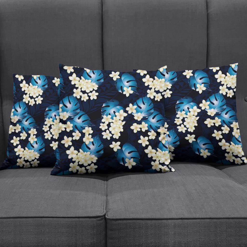 Blue Tropical Hawaii Pillow Cover Seamless Monstera Plumeria Hawaiian Pattern LT14 - Polynesian Pride