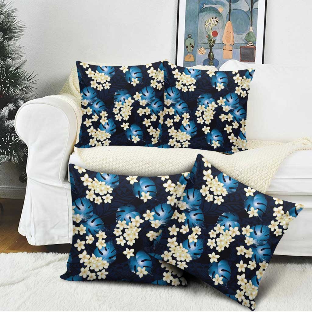 Blue Tropical Hawaii Pillow Cover Seamless Monstera Plumeria Hawaiian Pattern LT14 - Polynesian Pride