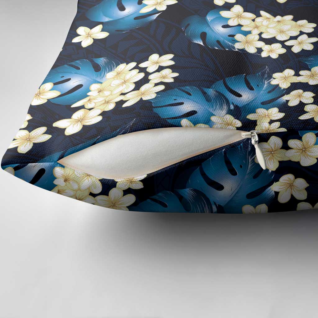 Blue Tropical Hawaii Pillow Cover Seamless Monstera Plumeria Hawaiian Pattern LT14 - Polynesian Pride