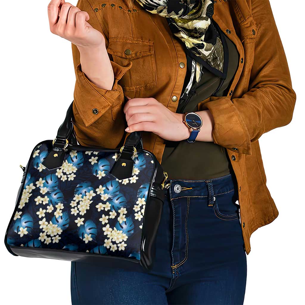 Blue Tropical Hawaii Shoulder Handbag Seamless Monstera Plumeria Hawaiian Pattern - Polynesian Pride