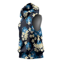 Blue Tropical Hawaii Sleeveless Hoodie Seamless Monstera Plumeria Hawaiian Pattern LT14 - Polynesian Pride