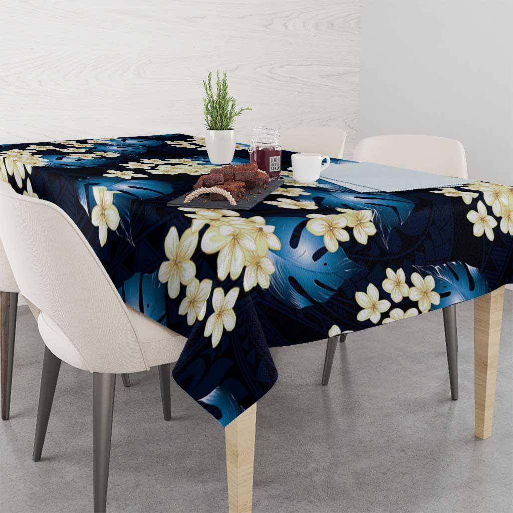 Blue Tropical Hawaii Tablecloth Seamless Monstera Plumeria Hawaiian Pattern LT14 - Polynesian Pride