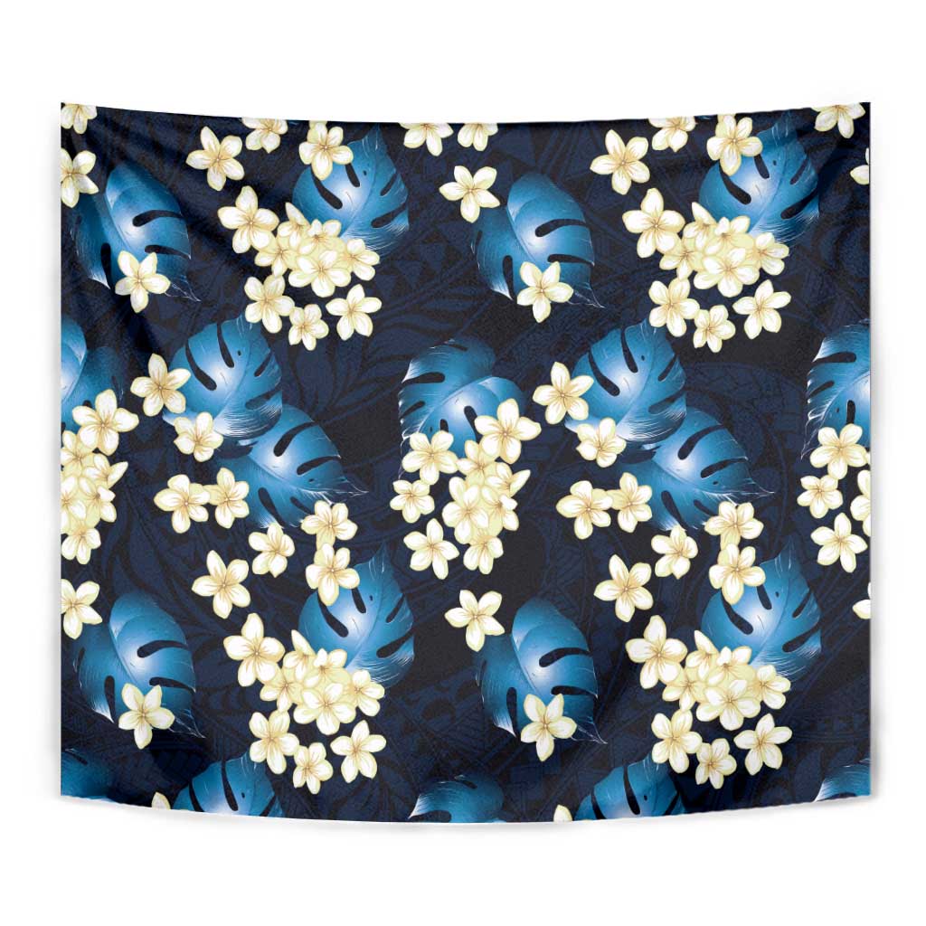 Blue Tropical Hawaii Tapestry Seamless Monstera Plumeria Hawaiian Pattern LT14 - Polynesian Pride