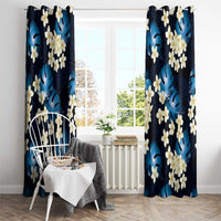 Blue Tropical Hawaii Window Curtain Seamless Monstera Plumeria Hawaiian Pattern LT14 - Polynesian Pride