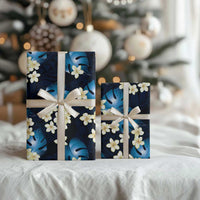 Blue Tropical Hawaii Wrapping Paper Seamless Monstera Plumeria Hawaiian Pattern - Polynesian Pride