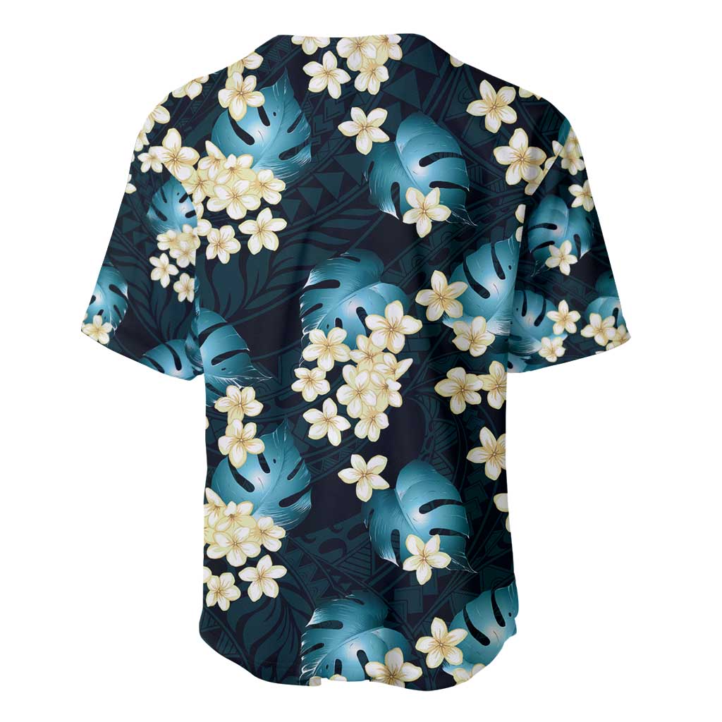 Dark Cyan Tropical Hawaii Baseball Jersey Seamless Monstera Plumeria Hawaiian Pattern LT14 - Polynesian Pride