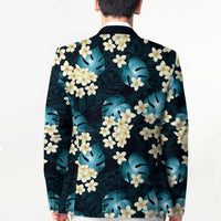 Dark Cyan Tropical Hawaii Blazer Seamless Monstera Plumeria Hawaiian Pattern LT14 - Polynesian Pride