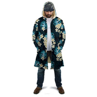 Dark Cyan Tropical Hawaii Cloak Seamless Monstera Plumeria Hawaiian Pattern - Polynesian Pride