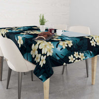 Dark Cyan Tropical Hawaii Tablecloth Seamless Monstera Plumeria Hawaiian Pattern LT14 - Polynesian Pride