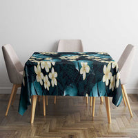 Dark Cyan Tropical Hawaii Tablecloth Seamless Monstera Plumeria Hawaiian Pattern LT14 - Polynesian Pride
