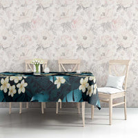 Dark Cyan Tropical Hawaii Tablecloth Seamless Monstera Plumeria Hawaiian Pattern LT14 - Polynesian Pride