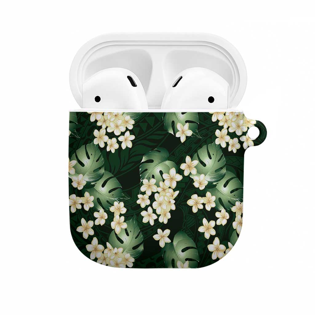 Green Tropical Hawaii AirPods Case Seamless Monstera Plumeria Hawaiian Pattern - Polynesian Pride
