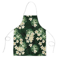 Green Tropical Hawaii Apron Seamless Monstera Plumeria Hawaiian Pattern - Polynesian Pride