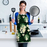 Green Tropical Hawaii Apron Seamless Monstera Plumeria Hawaiian Pattern - Polynesian Pride