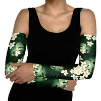 Green Tropical Hawaii Arm Sleeves Seamless Monstera Plumeria Hawaiian Pattern - Polynesian Pride