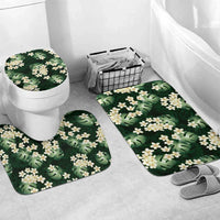 Green Tropical Hawaii Bathroom Set Seamless Monstera Plumeria Hawaiian Pattern - Polynesian Pride