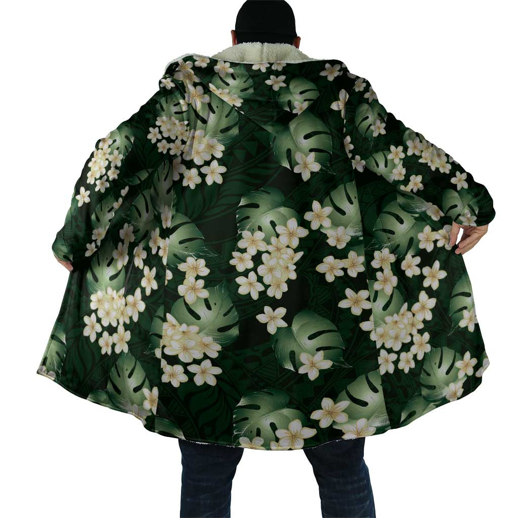 Green Tropical Hawaii Cloak Seamless Monstera Plumeria Hawaiian Pattern - Polynesian Pride