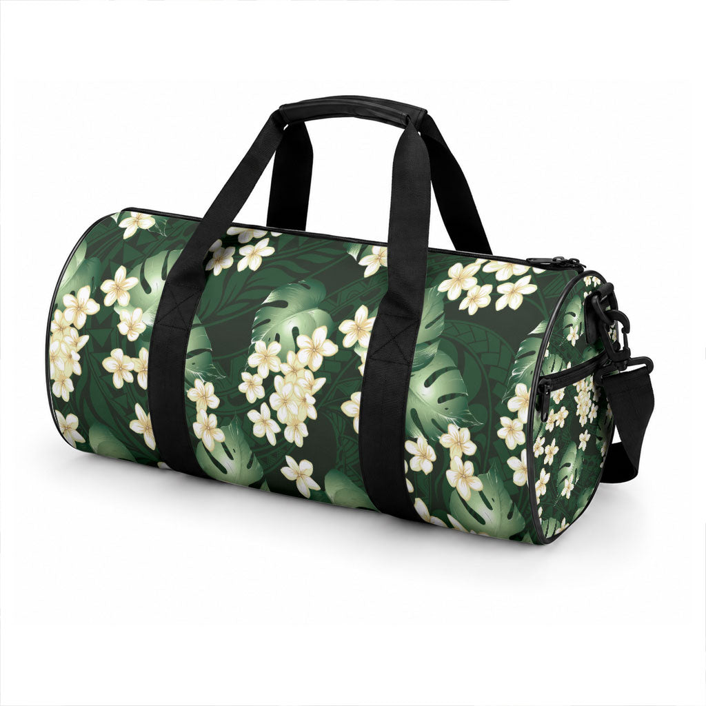 Green Tropical Hawaii Duffle Bag Seamless Monstera Plumeria Hawaiian Pattern