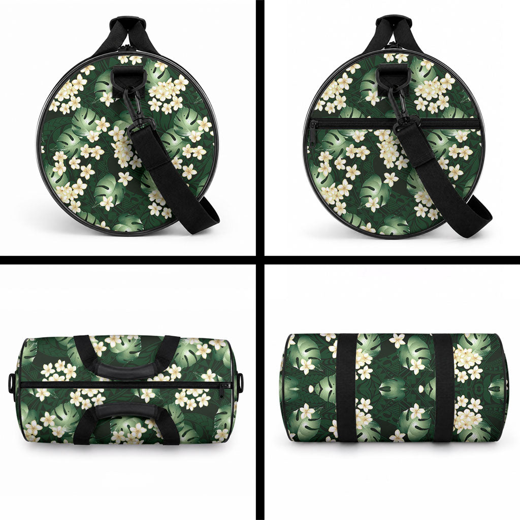 Green Tropical Hawaii Duffle Bag Seamless Monstera Plumeria Hawaiian Pattern