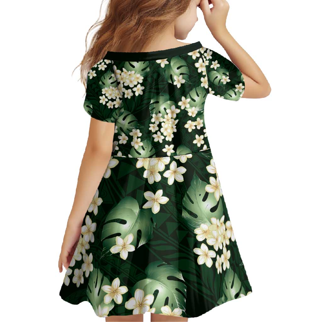 Green Tropical Hawaii Family Matching Off Shoulder Maxi Dress and Hawaiian Shirt Seamless Monstera Plumeria Hawaiian Pattern - Polynesian Pride