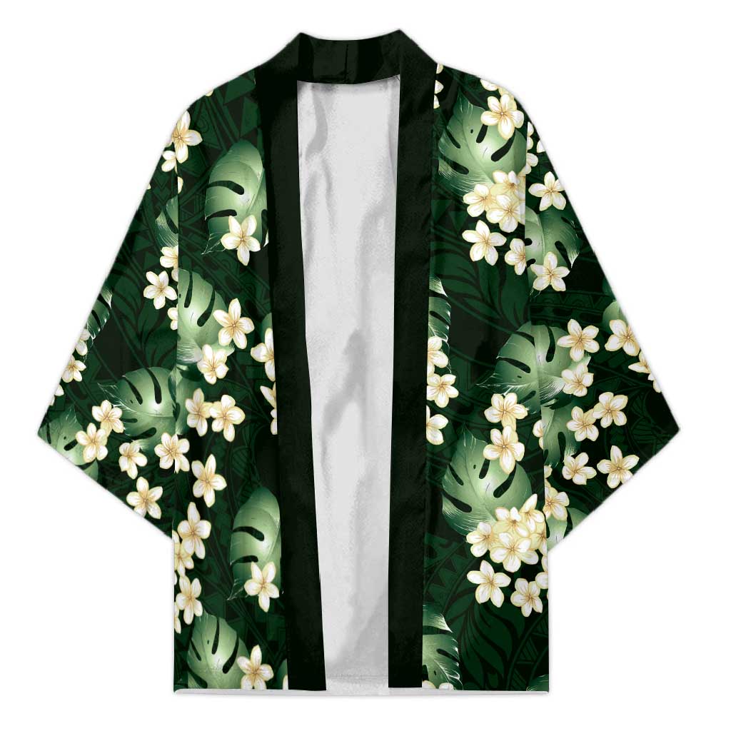 Green Tropical Hawaii Kimono Seamless Monstera Plumeria Hawaiian Pattern LT14 Unisex Green - Polynesian Pride