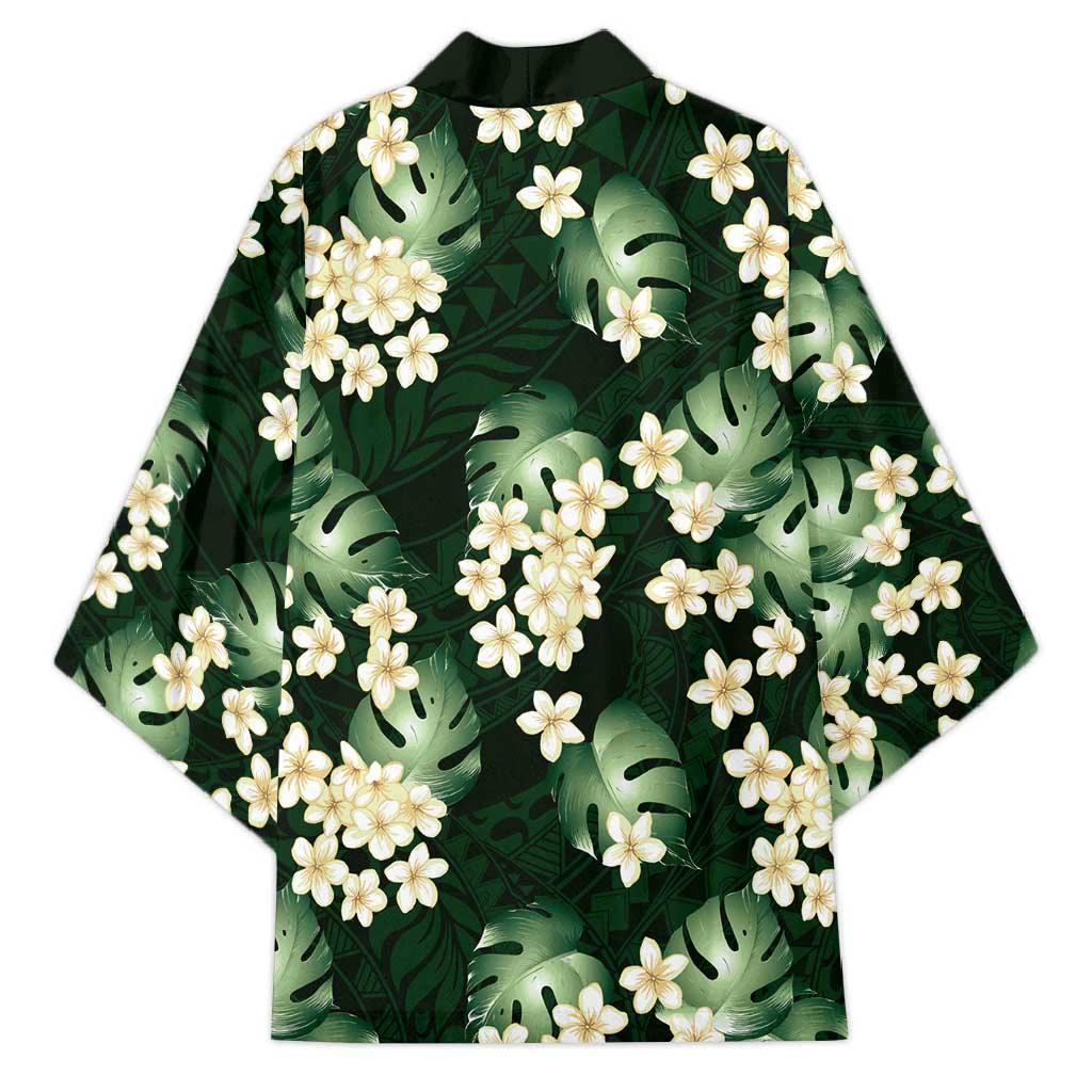 Green Tropical Hawaii Kimono Seamless Monstera Plumeria Hawaiian Pattern LT14 - Polynesian Pride