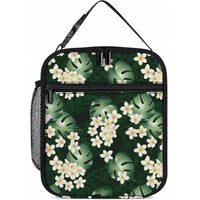 Green Tropical Hawaii Lunch Bag Seamless Monstera Plumeria Hawaiian Pattern