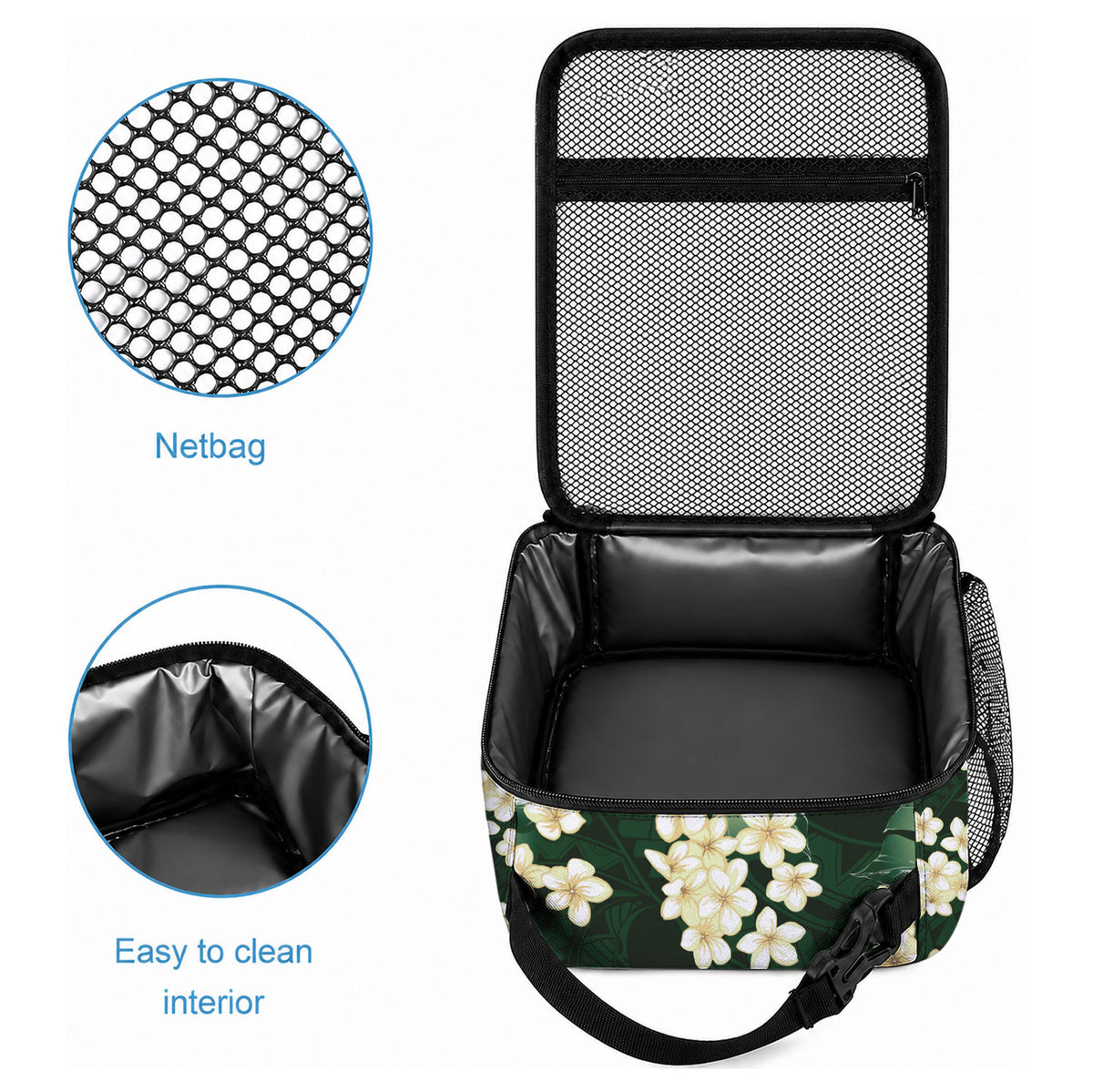Green Tropical Hawaii Lunch Bag Seamless Monstera Plumeria Hawaiian Pattern