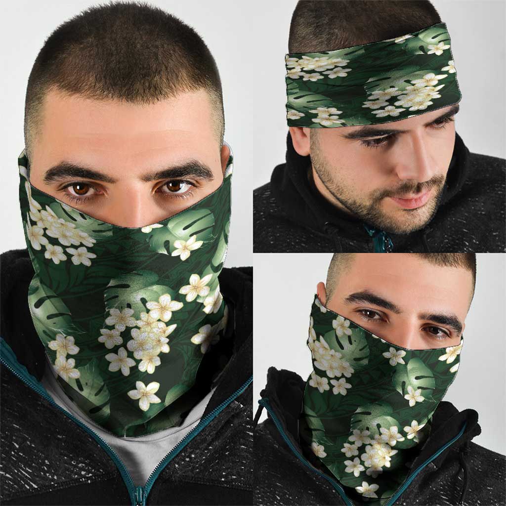 Green Tropical Hawaii Neck Gaiter Seamless Monstera Plumeria Hawaiian Pattern LT14 - Polynesian Pride
