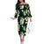 Green Tropical Hawaii Off The Shoulder Long Sleeve Dress Seamless Monstera Plumeria Hawaiian Pattern - Polynesian Pride