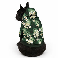 Green Tropical Hawaii Pet Hoodie Seamless Monstera Plumeria Hawaiian Pattern