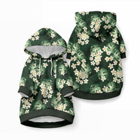 Green Tropical Hawaii Pet Hoodie Seamless Monstera Plumeria Hawaiian Pattern