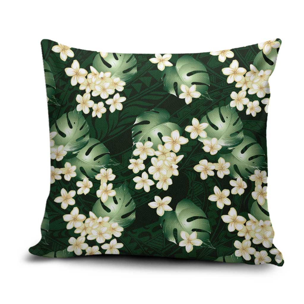 Green Tropical Hawaii Pillow Cover Seamless Monstera Plumeria Hawaiian Pattern LT14 Green - Polynesian Pride