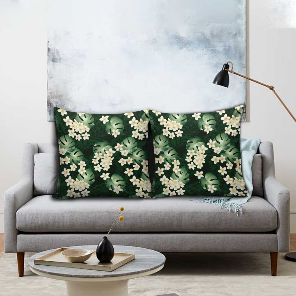 Green Tropical Hawaii Pillow Cover Seamless Monstera Plumeria Hawaiian Pattern LT14 - Polynesian Pride