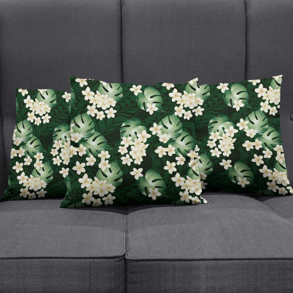 Green Tropical Hawaii Pillow Cover Seamless Monstera Plumeria Hawaiian Pattern LT14 - Polynesian Pride