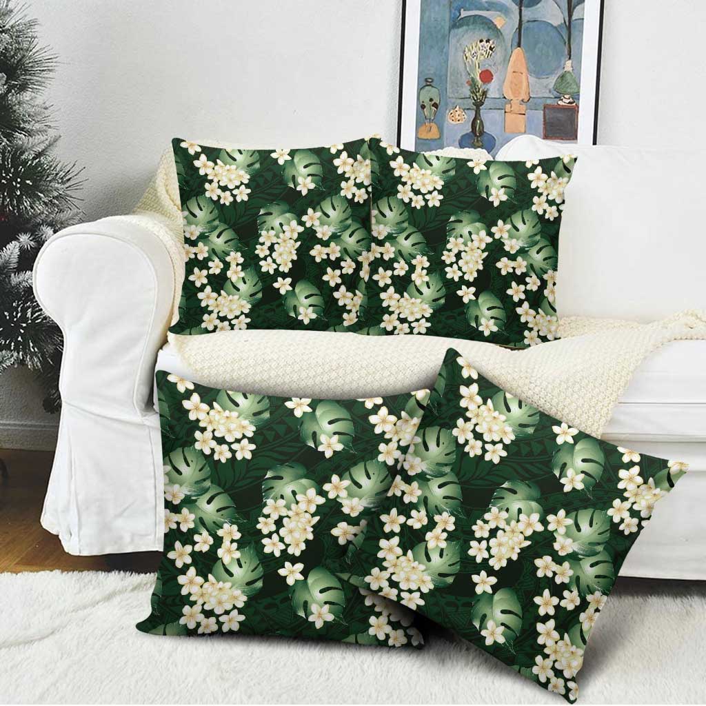 Green Tropical Hawaii Pillow Cover Seamless Monstera Plumeria Hawaiian Pattern LT14 - Polynesian Pride