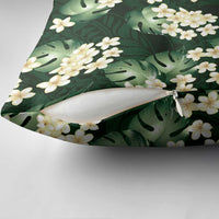 Green Tropical Hawaii Pillow Cover Seamless Monstera Plumeria Hawaiian Pattern LT14 - Polynesian Pride